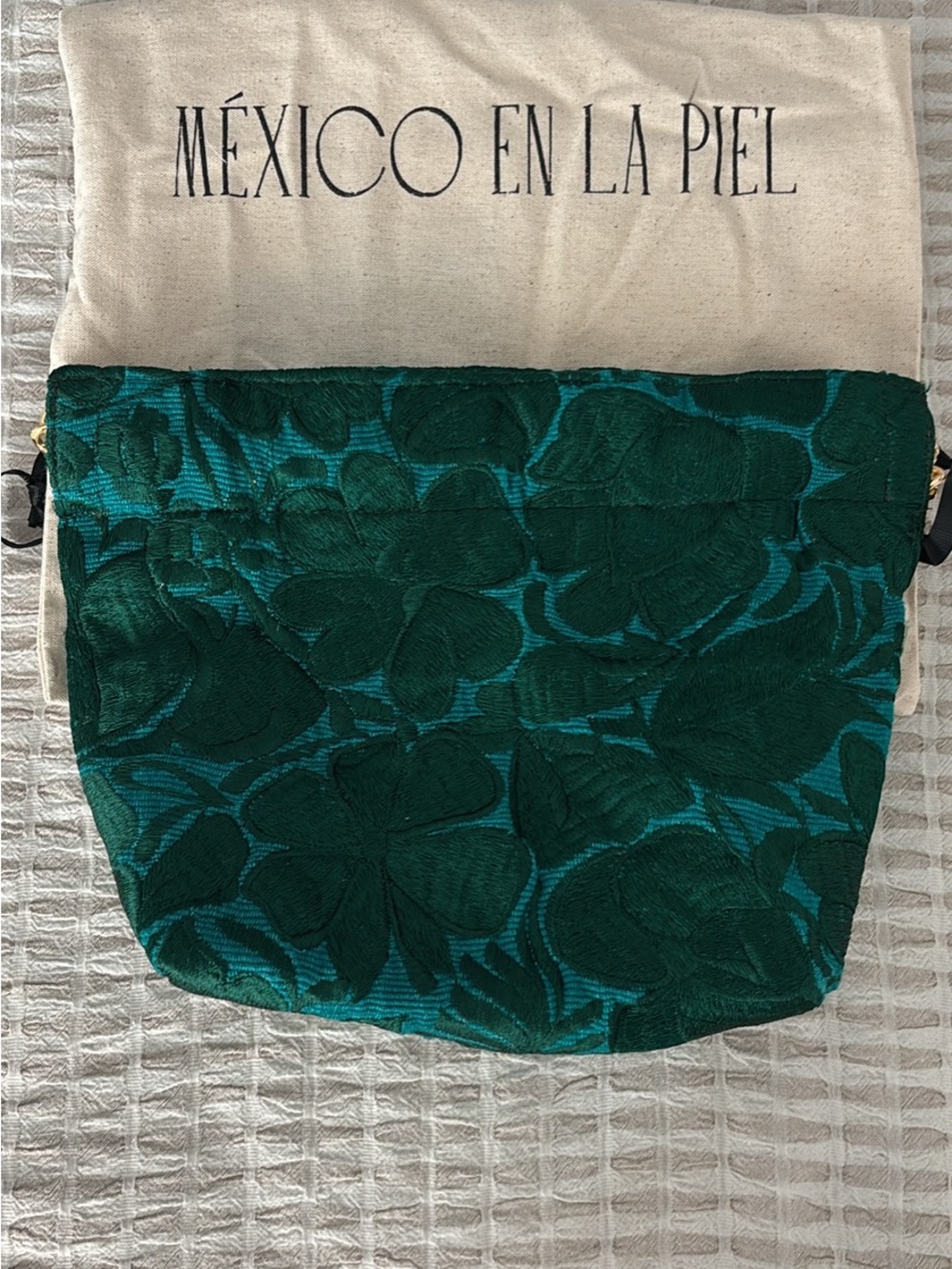 Green Embroidered Tote Bag